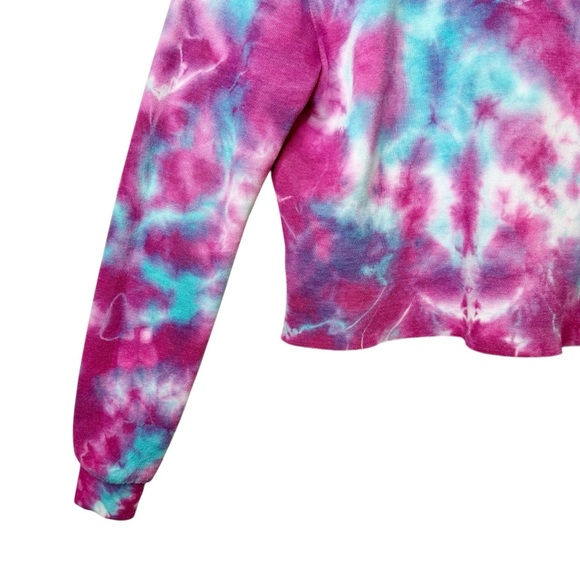 Aviator Nation Tie Dye Cropped Women’s Sweatshirt Hoodie Sz S - Picture 13 of 14